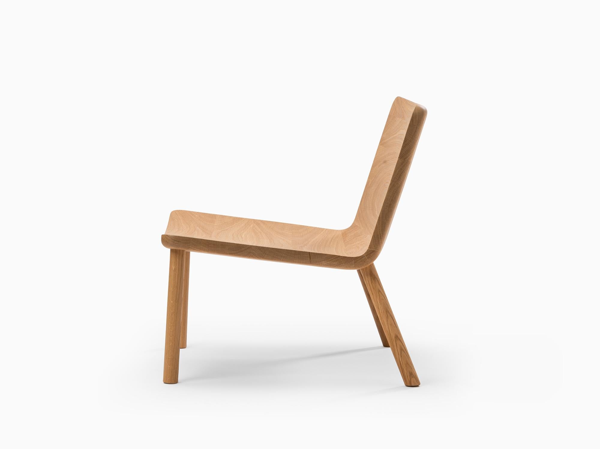 Contemporary Minimalist Modern Lounge Chair in Natural Oak For Sale