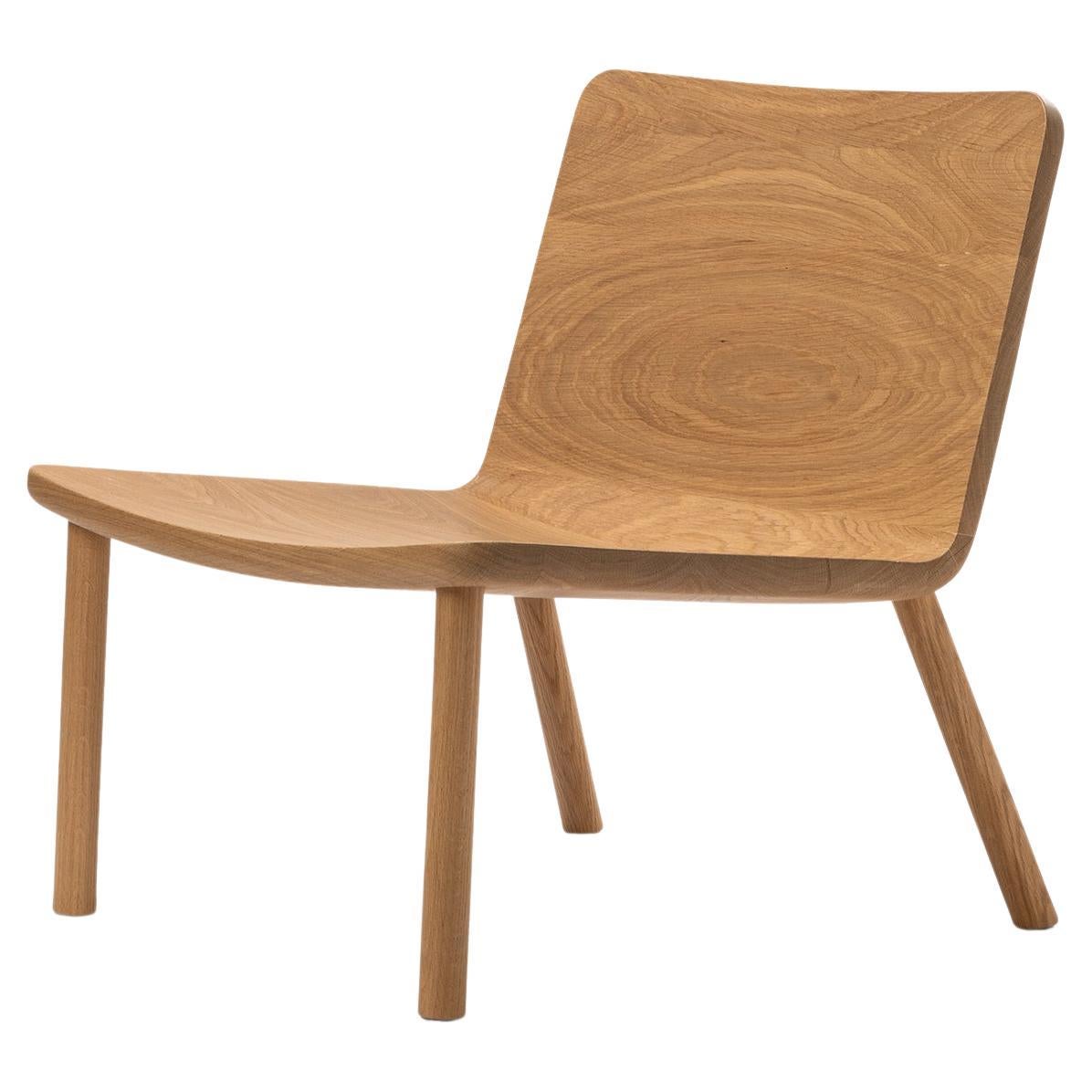 Minimalist Modern Lounge Chair in Natural Oak For Sale