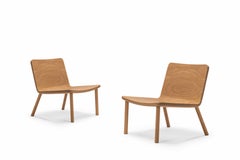 Minimalistischer moderner Loungesessel aus natürlichem OAK-Holz –  Satz 2 Pieces