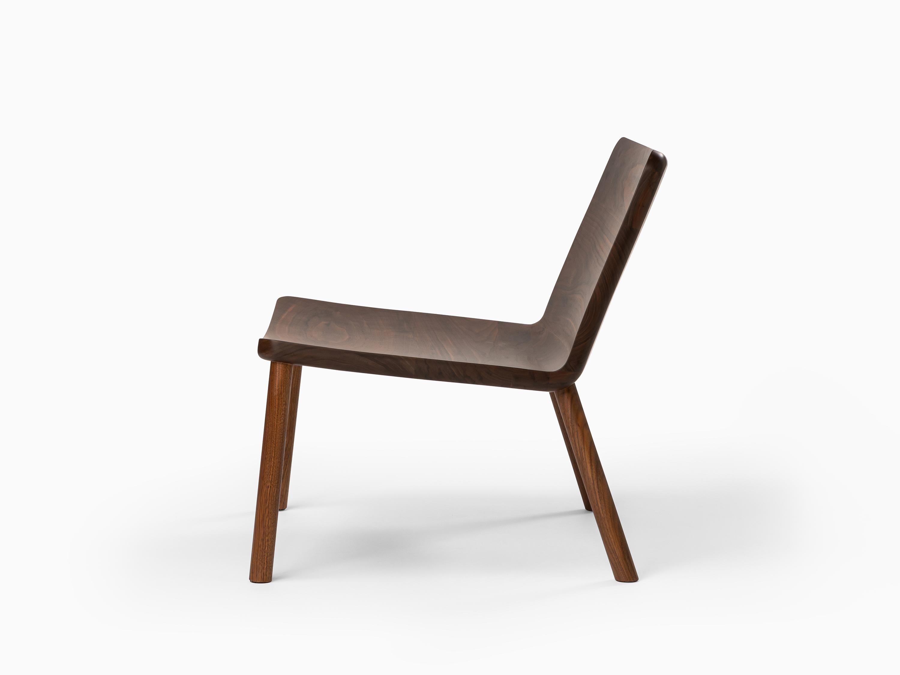 Hand-Crafted Minimalist Modern Lounge Chair in Natural Walnut For Sale