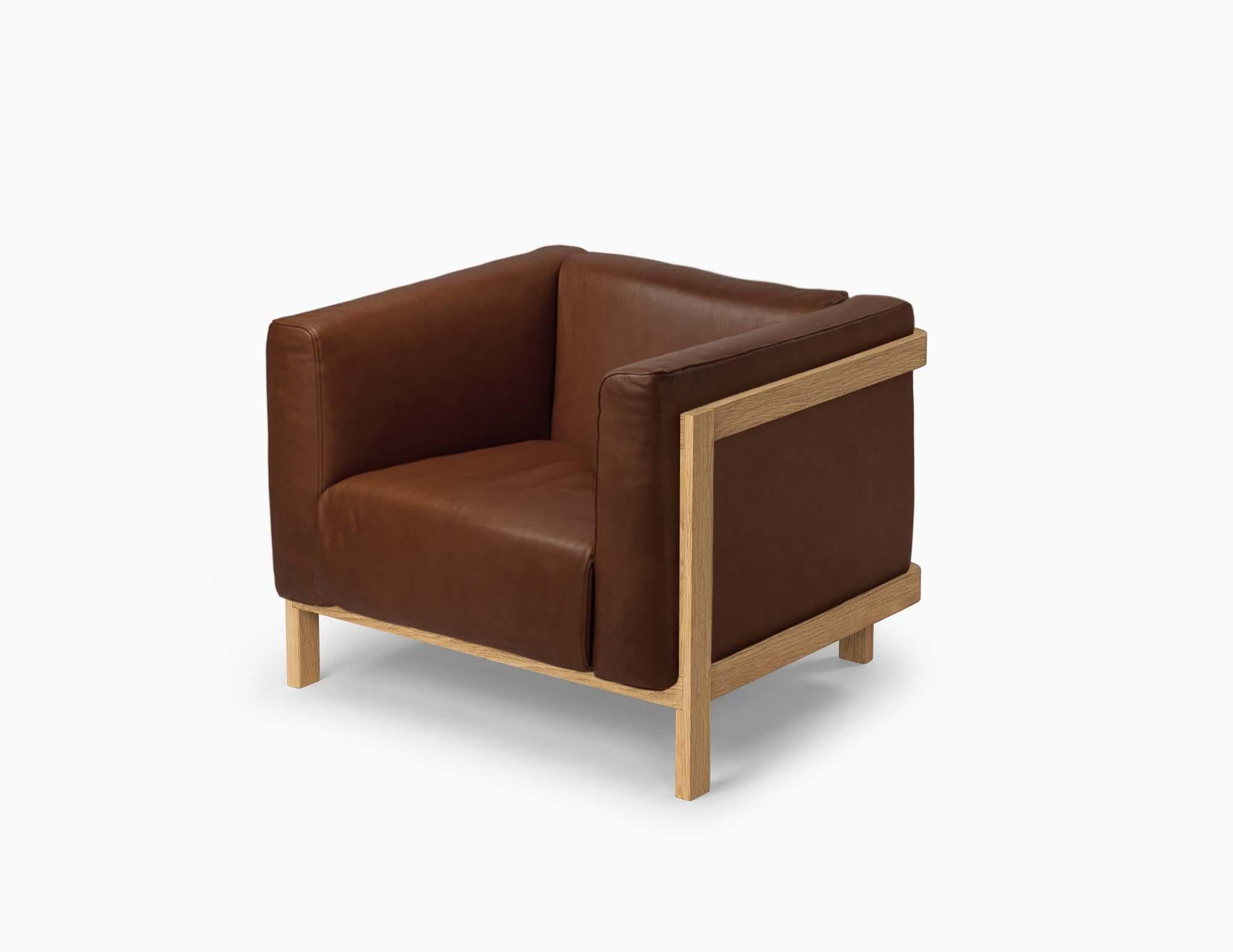 Minimalist Modern Lounge Chair LIFT – Set of 2 in Oak Wood For Sale 2
