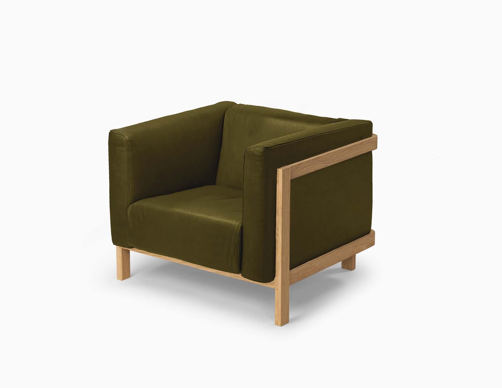 Minimalist Modern Lounge Chair LIFT – Set of 2 in Oak Wood For Sale 3