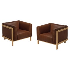 Minimalist Modern Lounge Chair LIFT – Set of 2 in Oak Wood