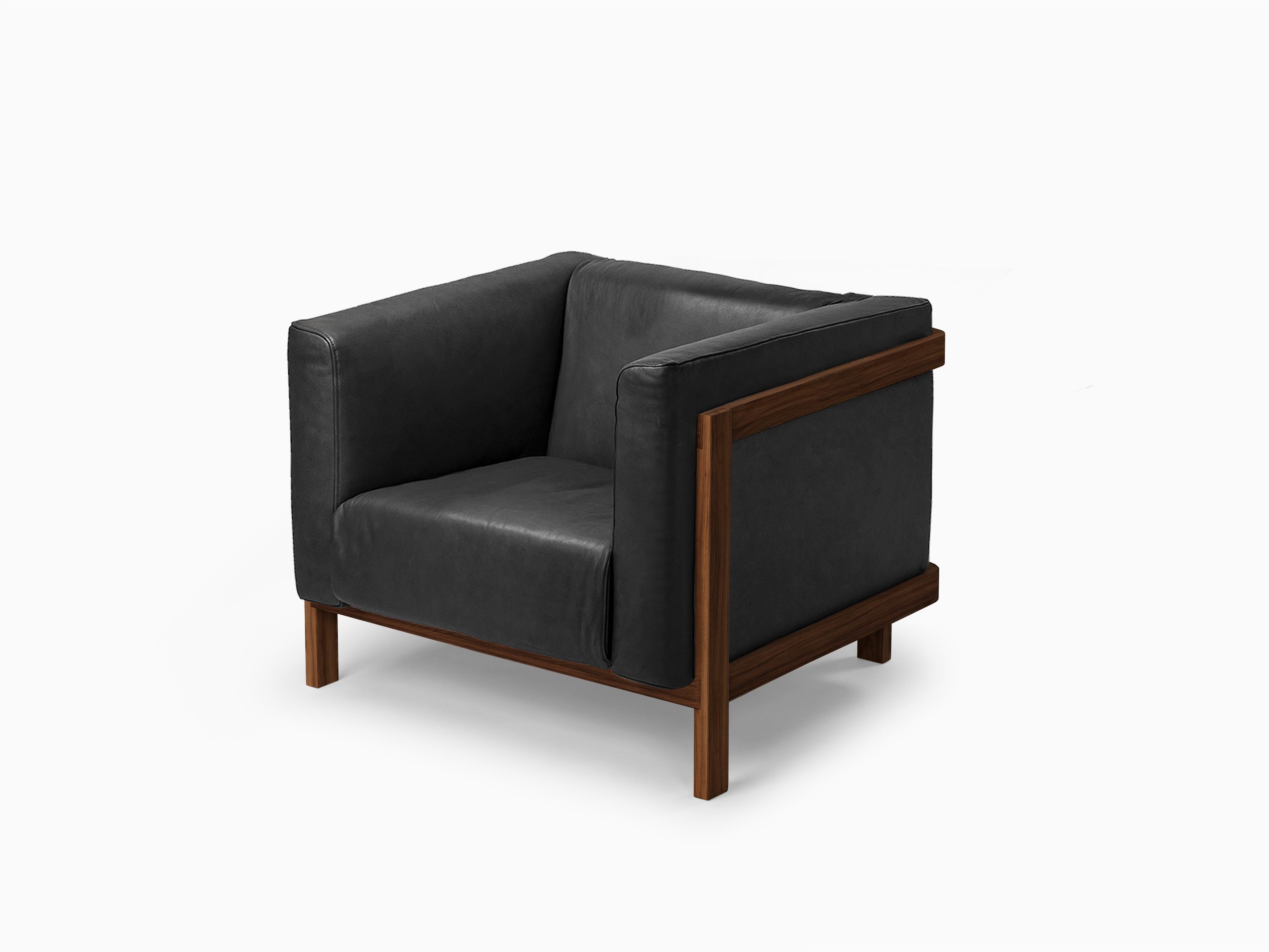 Minimalistischer Modern Lounge Chair LIFT - 2er-Set aus Nussbaumholz im Zustand „Neu“ im Angebot in Lisboa, Lisboa