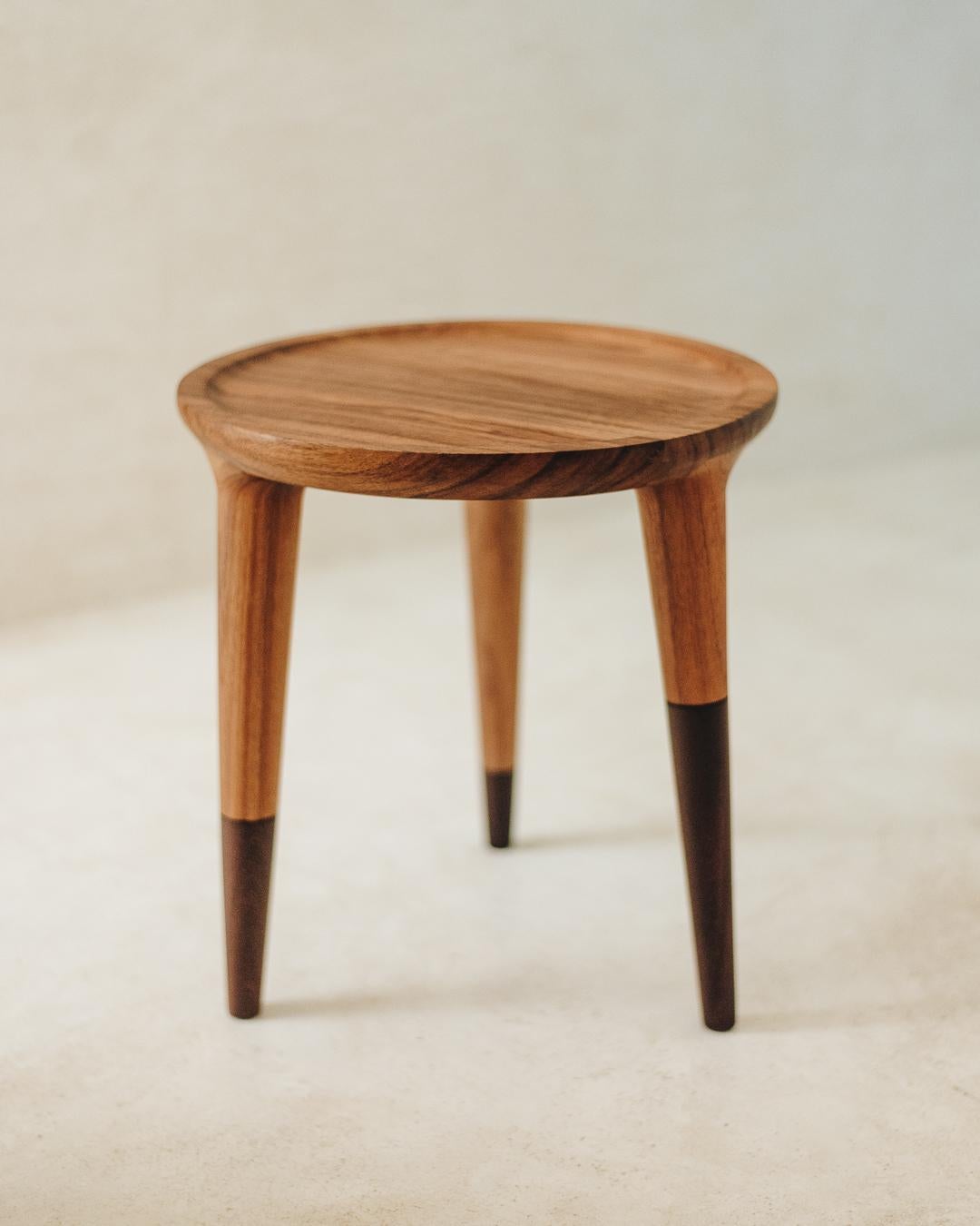Mexican Minimalist Modern Low Side Table in Tropical Hardwood For Sale