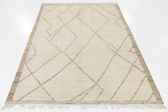 Minimalist Modern Moroccan Beni Ourain Style Hand-Knotted Wool Rug 6x9