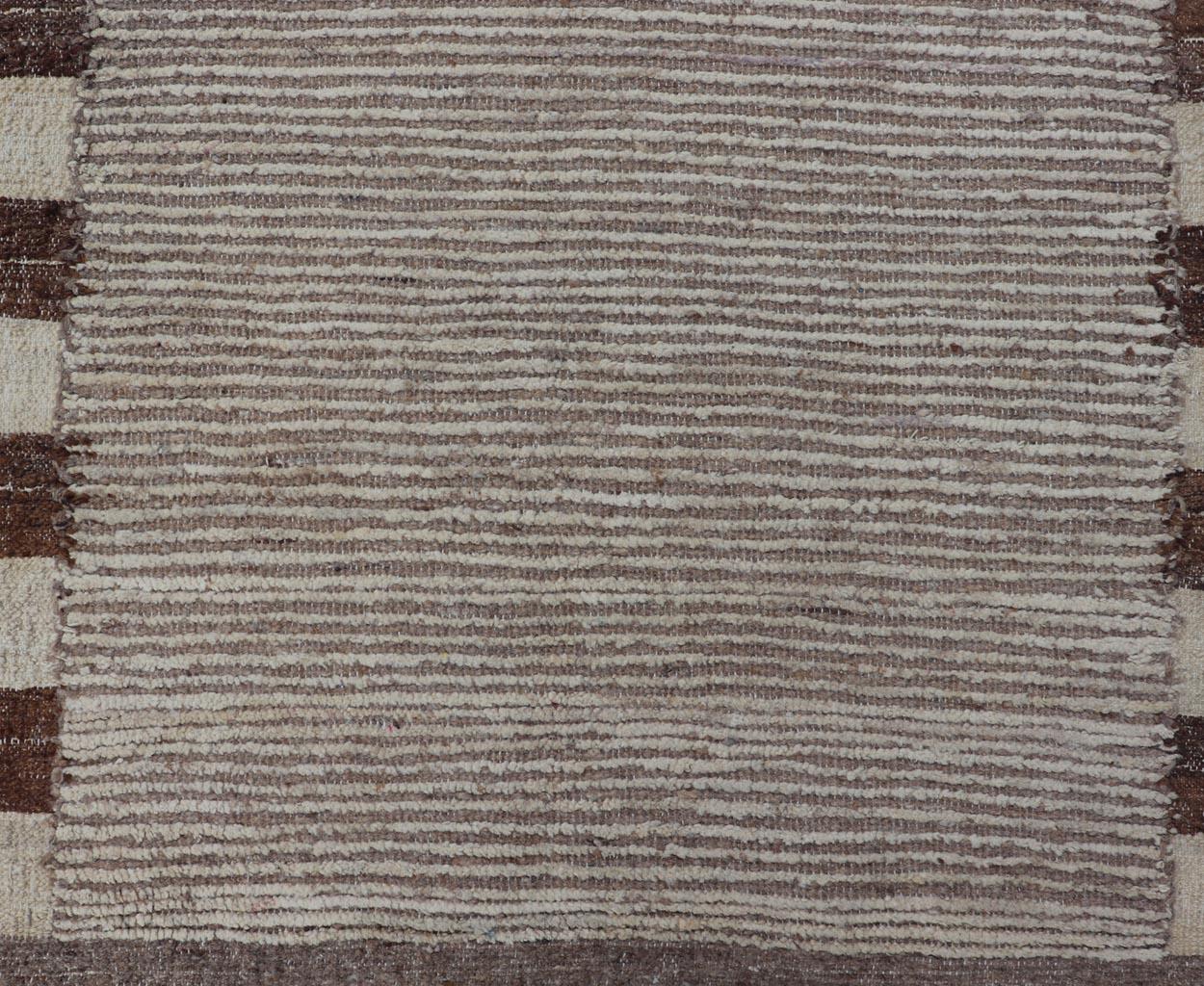 Minimalist Modern Moroccan Style Tribal Runner with Subtle Earthy Tones For Sale 3