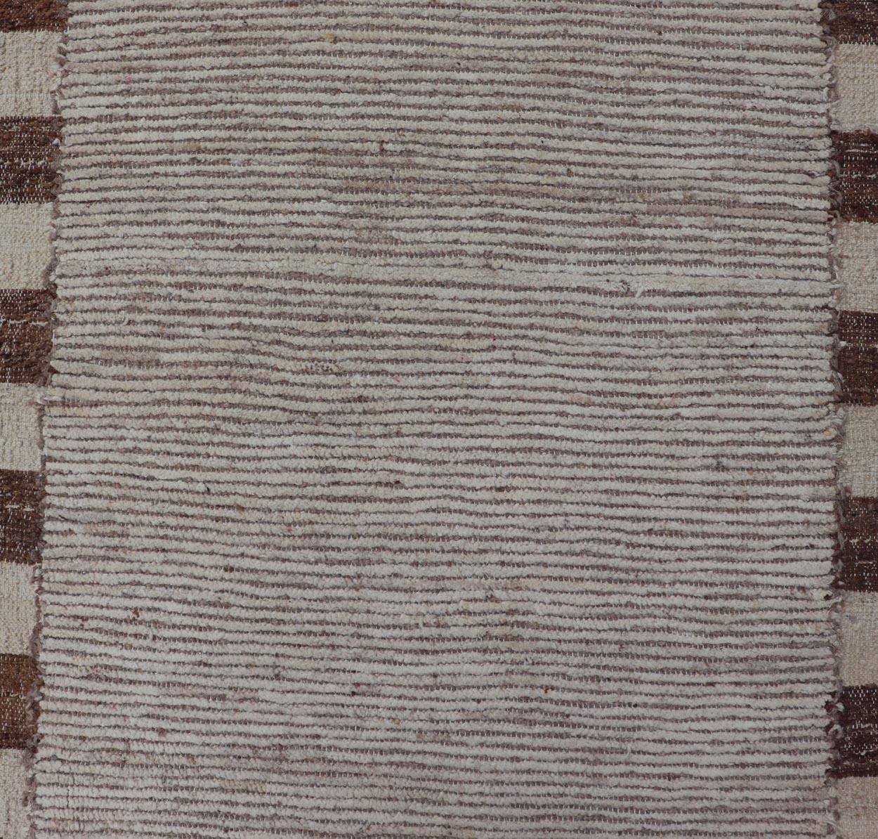 Minimalist Modern Moroccan Style Tribal Runner with Subtle Earthy Tones For Sale 4