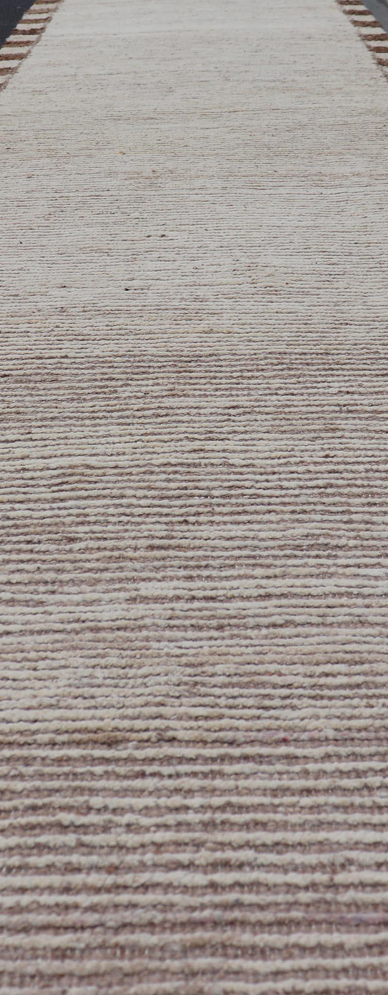 Minimalist Modern Moroccan Style Tribal Runner with Subtle Earthy Tones For Sale 2