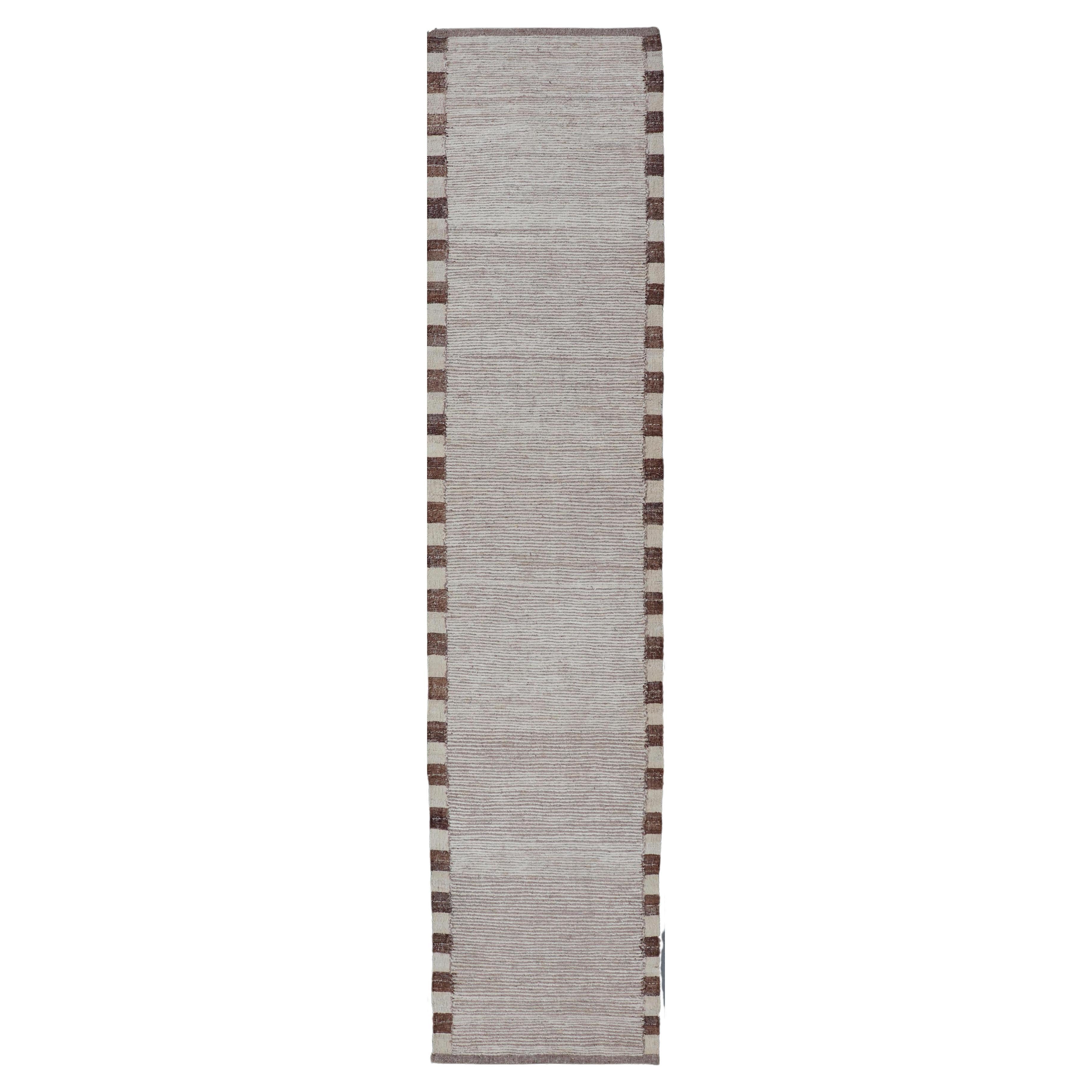 Minimalist Modern Moroccan Style Tribal Runner with Subtle Earthy Tones