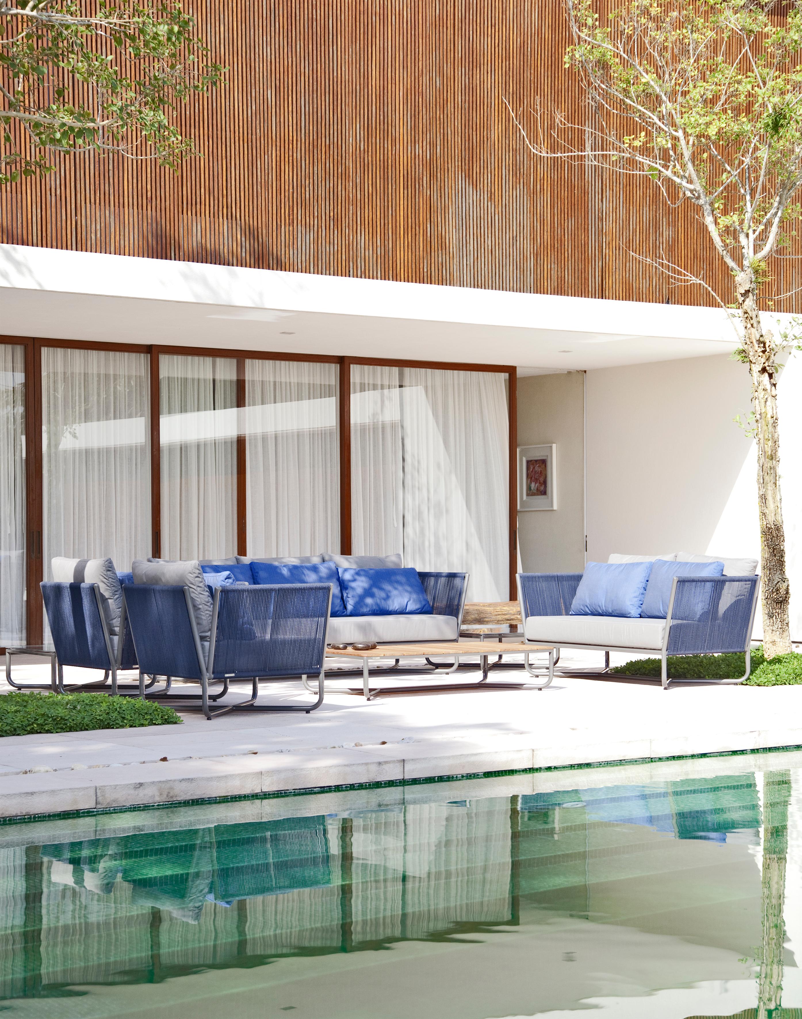 Minimalist Modern Outdoor Armchair, Metal with Nautical Rope Pattern In New Condition For Sale In Vila Cordeiro, São Paulo