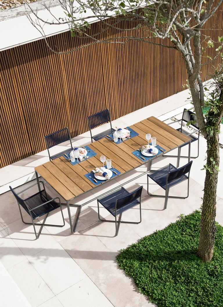 rope patio set on Minimalist Modern Outdoor Chair Metal Structure With Nautical Rope Pattern For Sale At 1stdibs