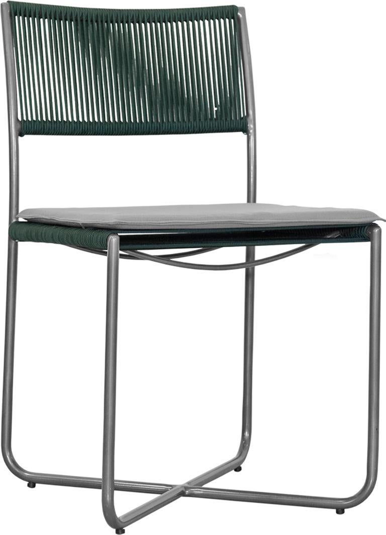 Chaise d'extérieur moderne minimaliste et minimaliste, structure en métal avec motif nautique de corde en vente 1
