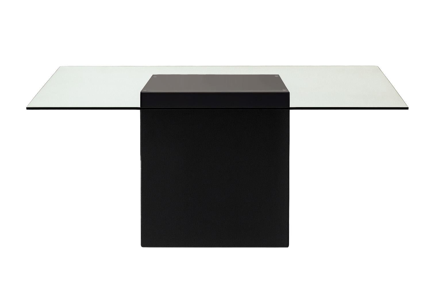 Lacquered Minimalist Modern Pink Lacquer and Glass Dining Table Aire For Sale