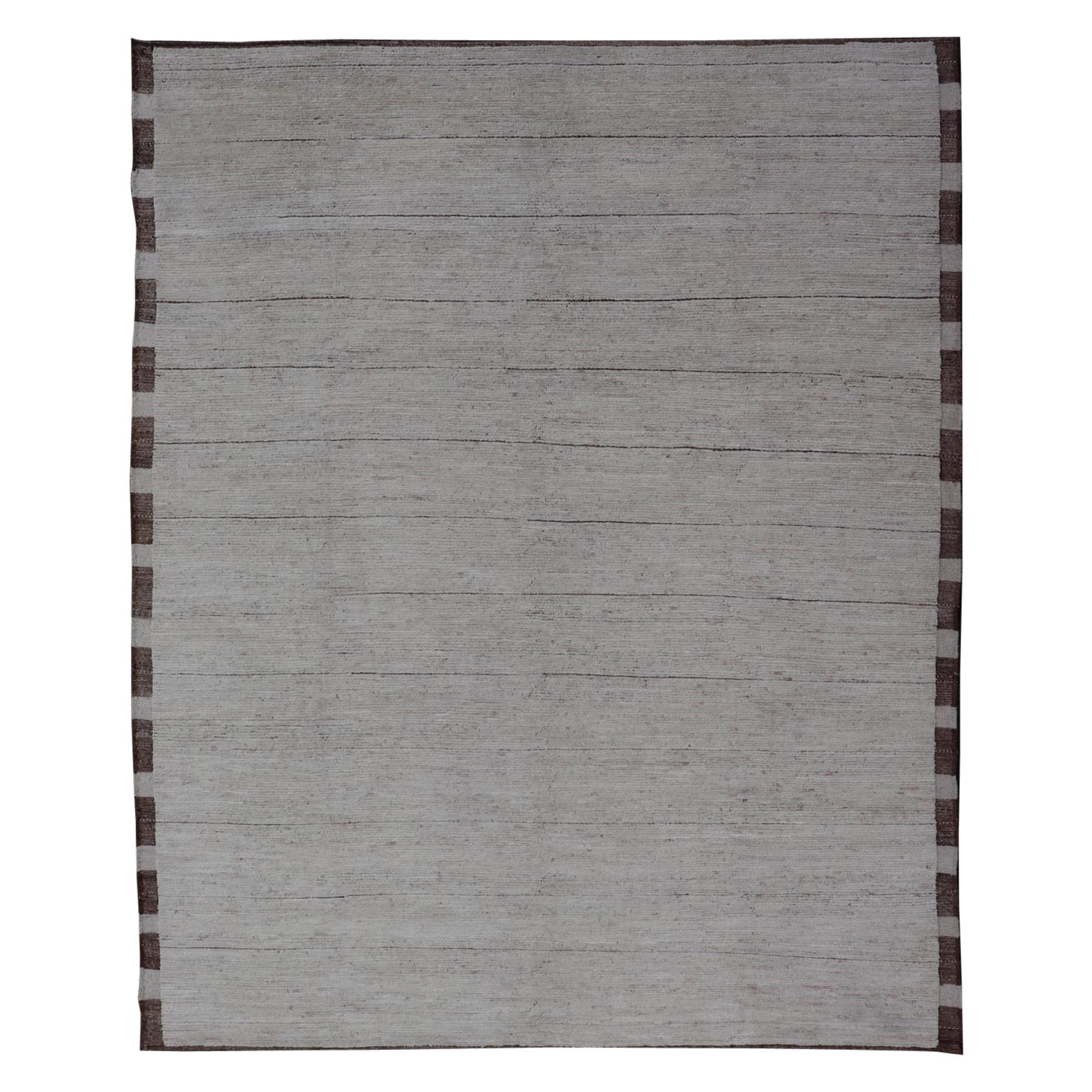 Minimalist Modern Rug with Subtle Horizontal Lines Rug by Keivan Woven Arts