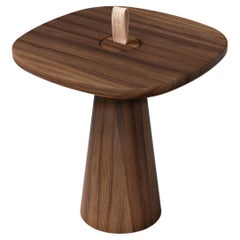 Minimalist Modern Side Table in Walnut and Natural Cotton Strap