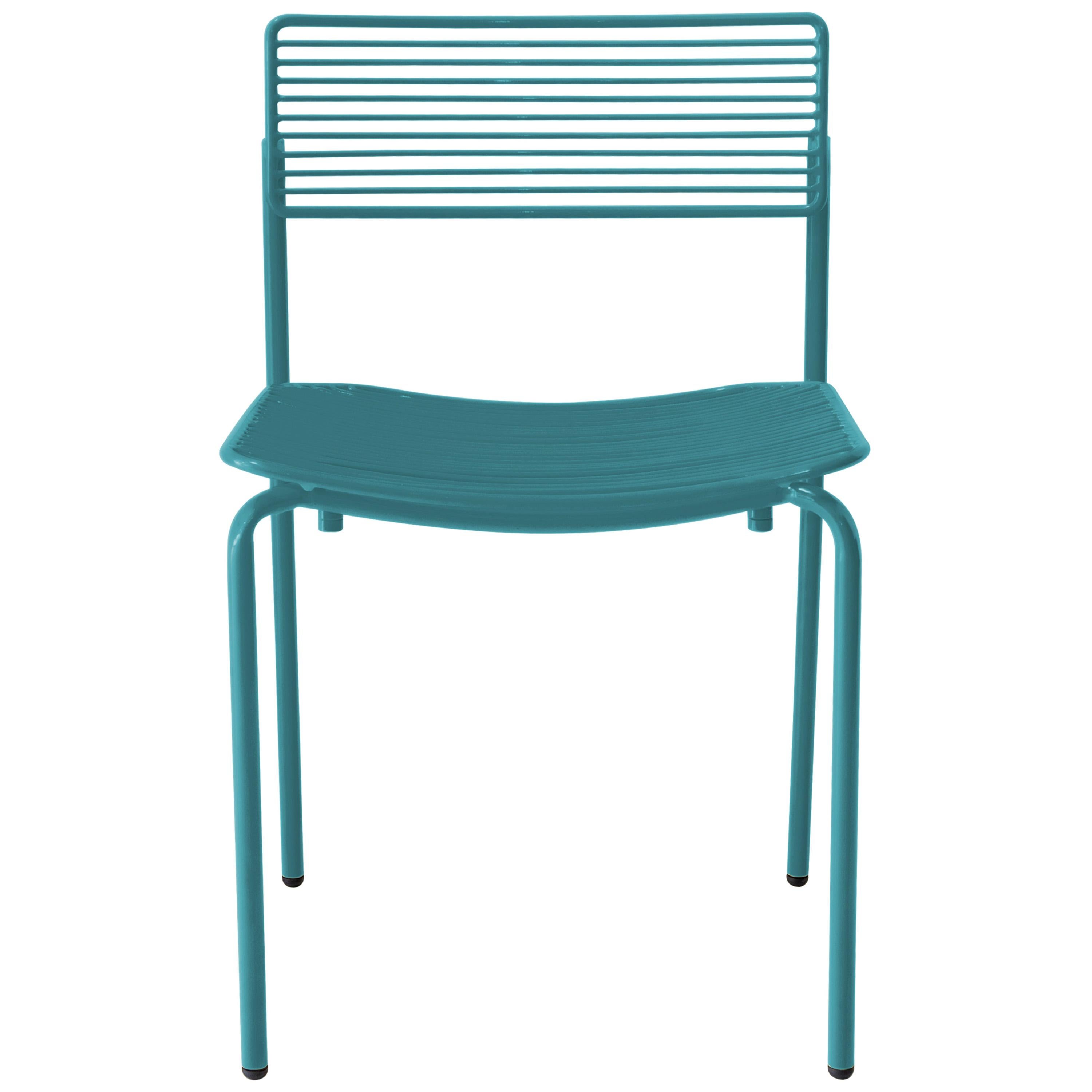 Minimalist Modern Stacking Wire Chair, the Stacking Rachel Chair in Peacock Blue