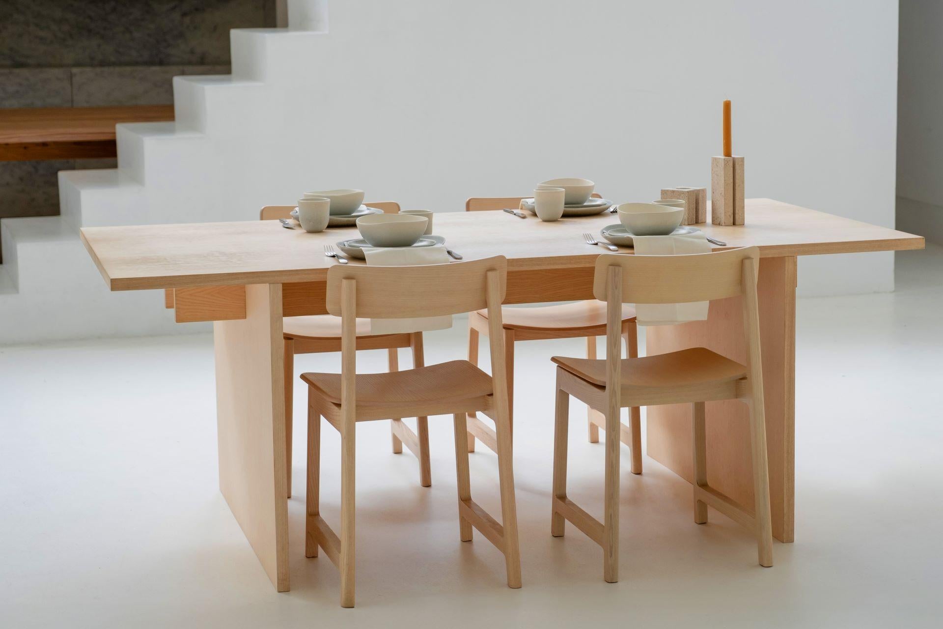 Portuguese Minimalist Modern Table in Ash Wood For Sale