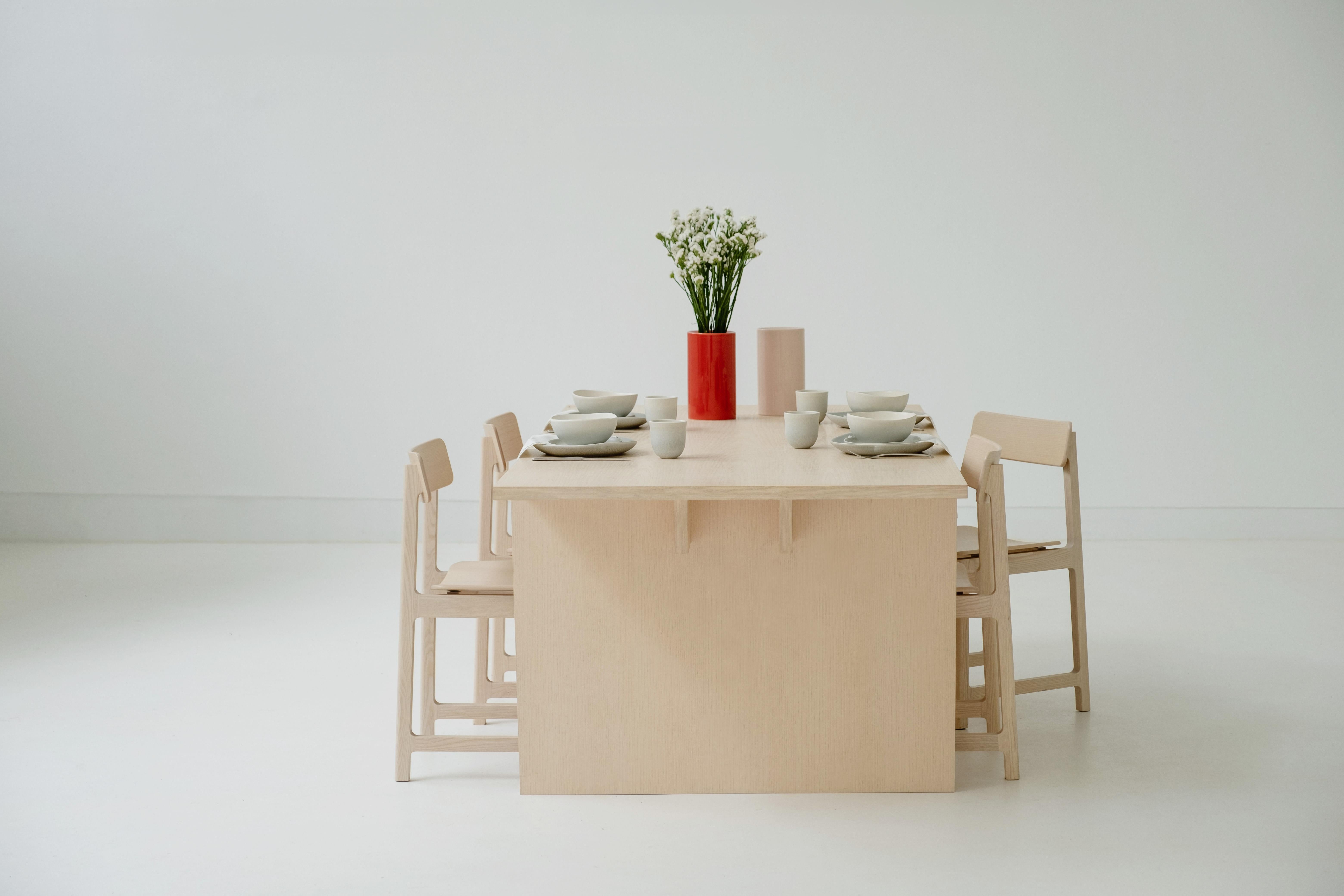 Contemporary Minimalist Modern Table in Ash Wood For Sale