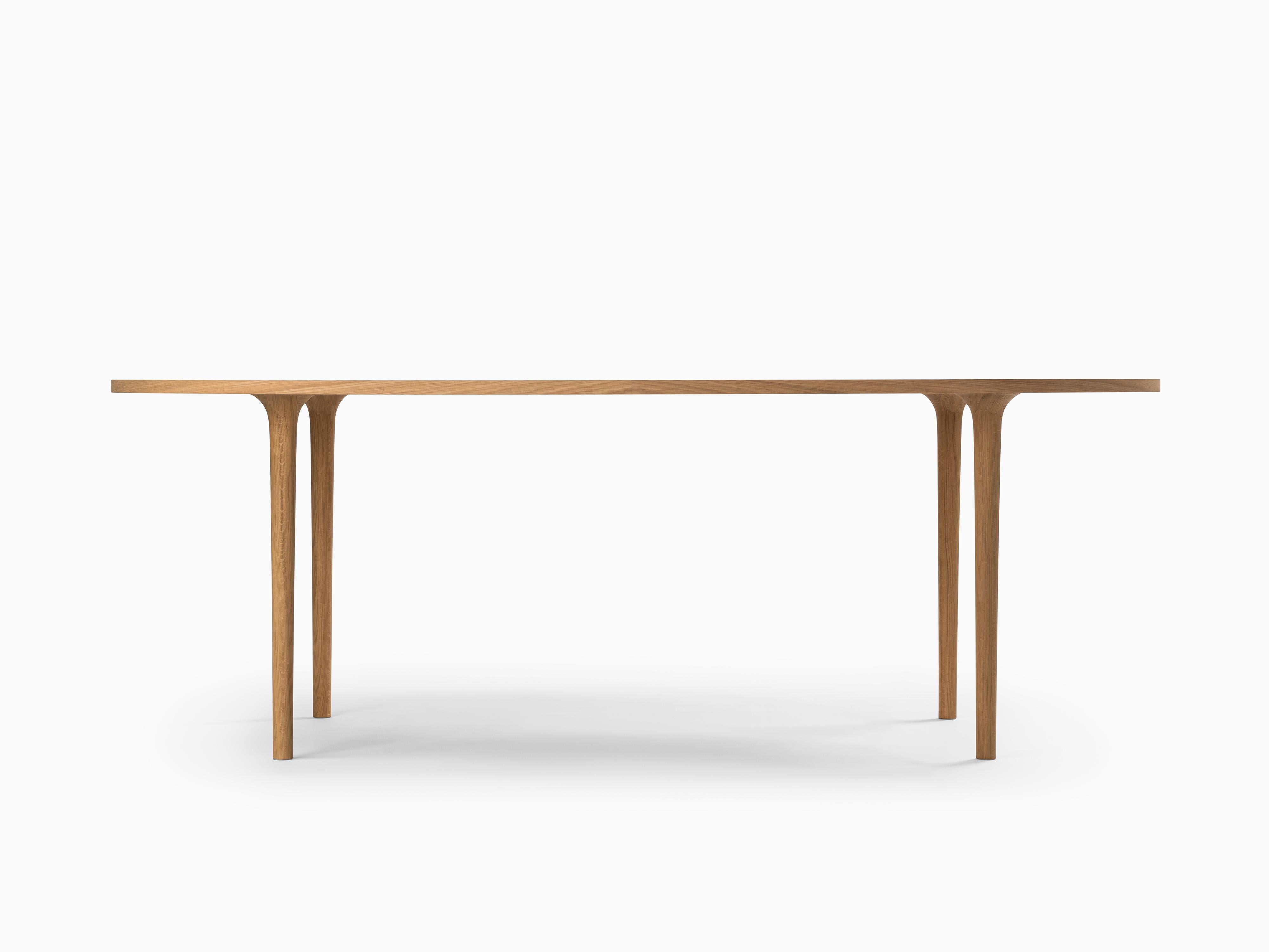 Contemporary Minimalist Modern Table in Ash Wood Oval For Sale