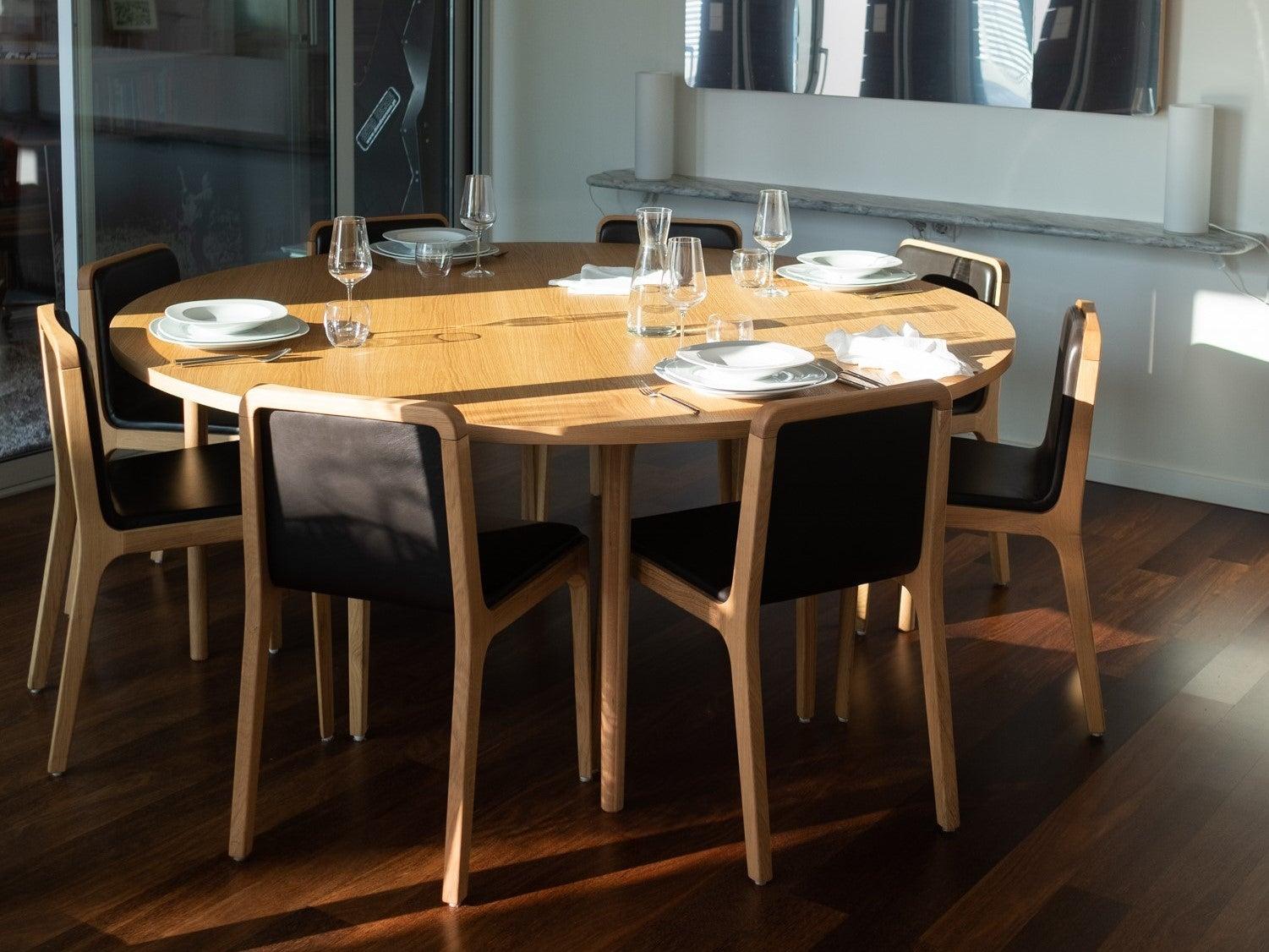 Moderne Table moderne minimaliste ronde en bois de frêne 130 cm en vente