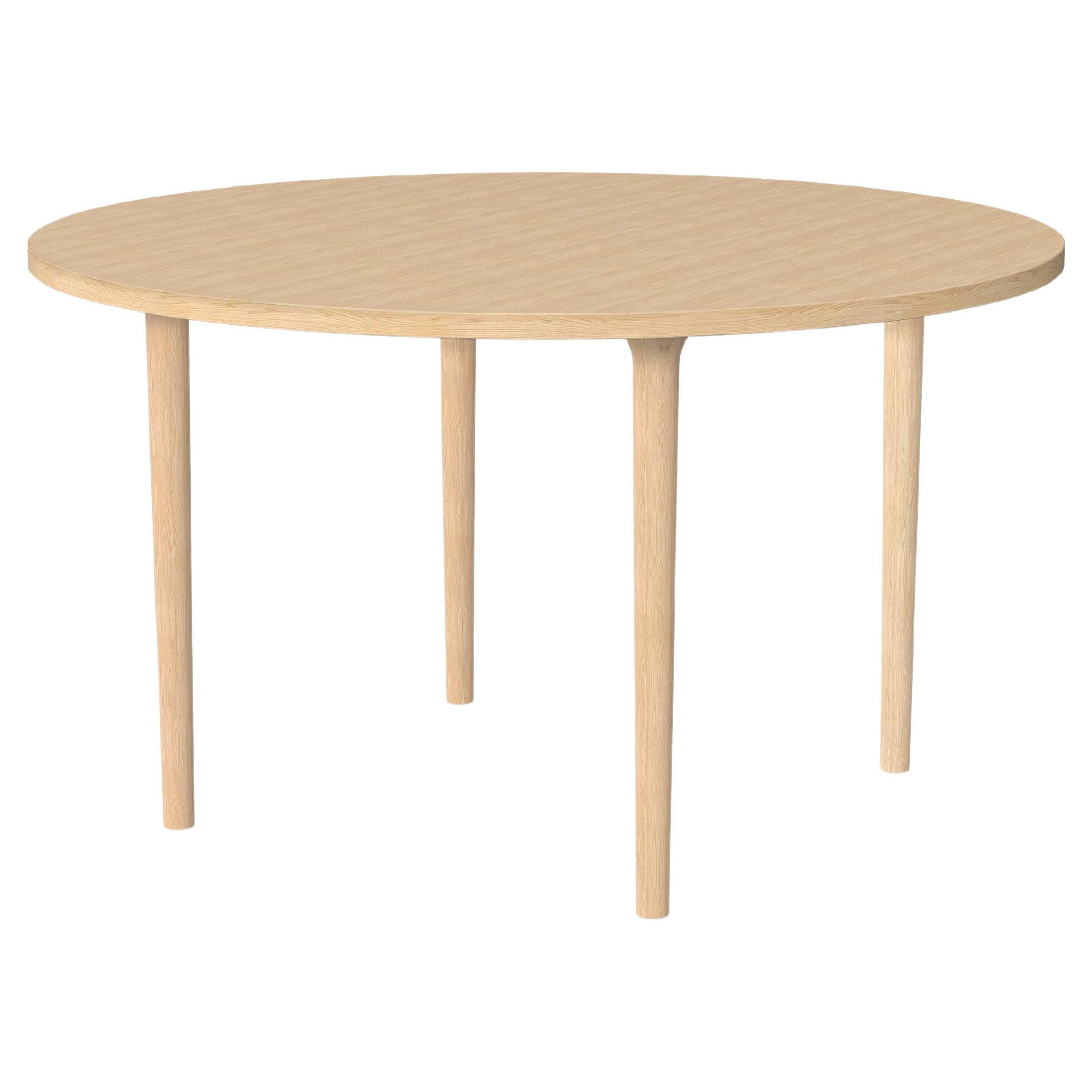 Minimalist Modern Table in Ash Wood Round Ø130cm For Sale