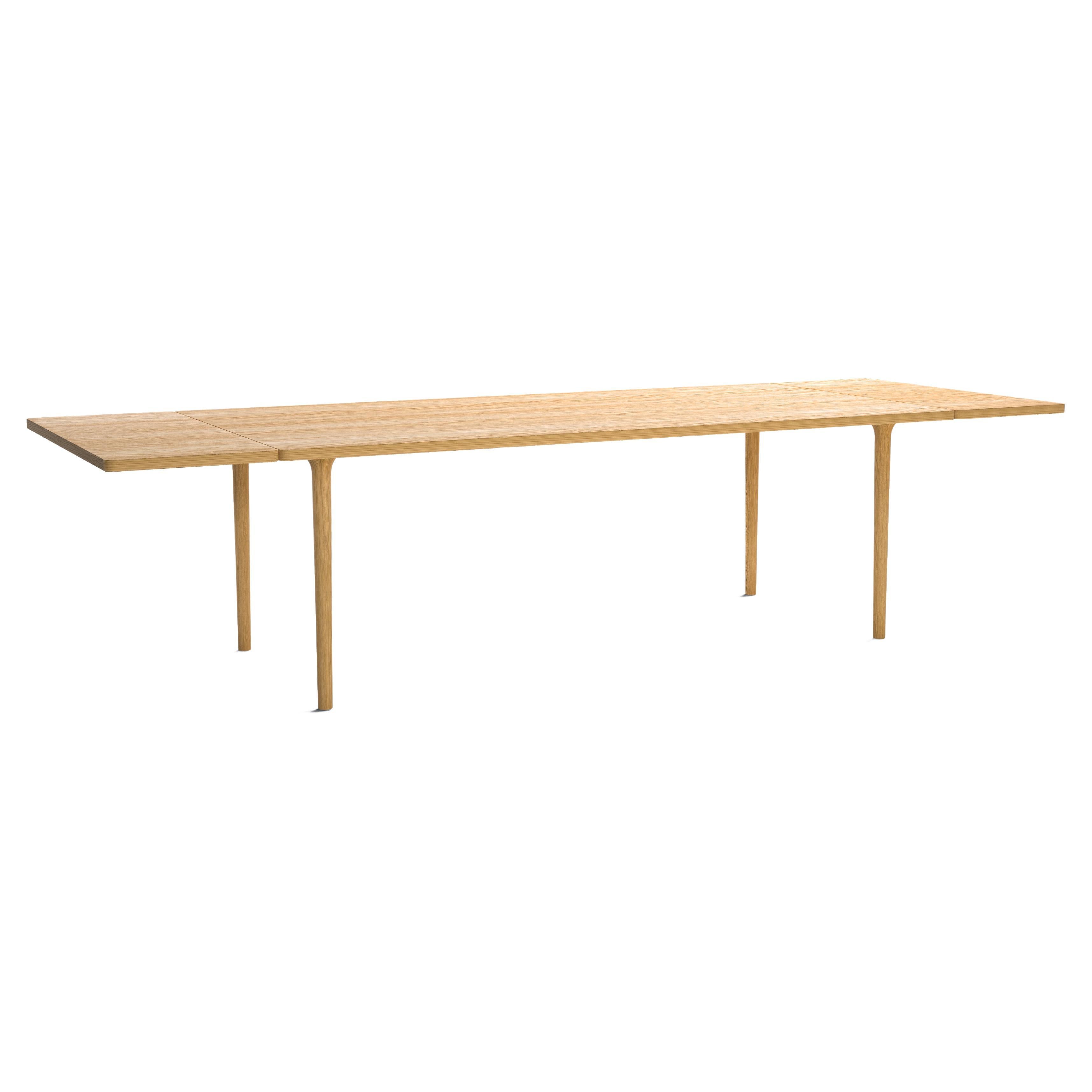 Minimalist Modern Table in Oak Wood Extendable For Sale