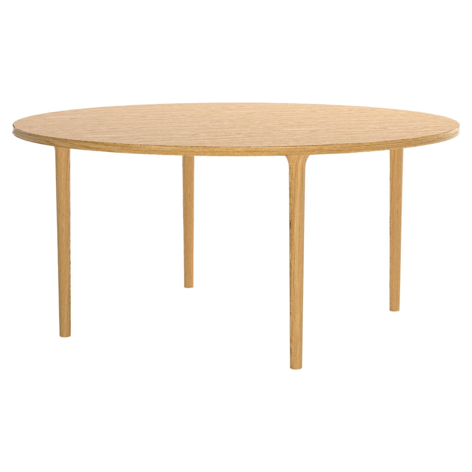 Minimalistischer moderner Tisch aus Eicheholz, rund 160 cm
