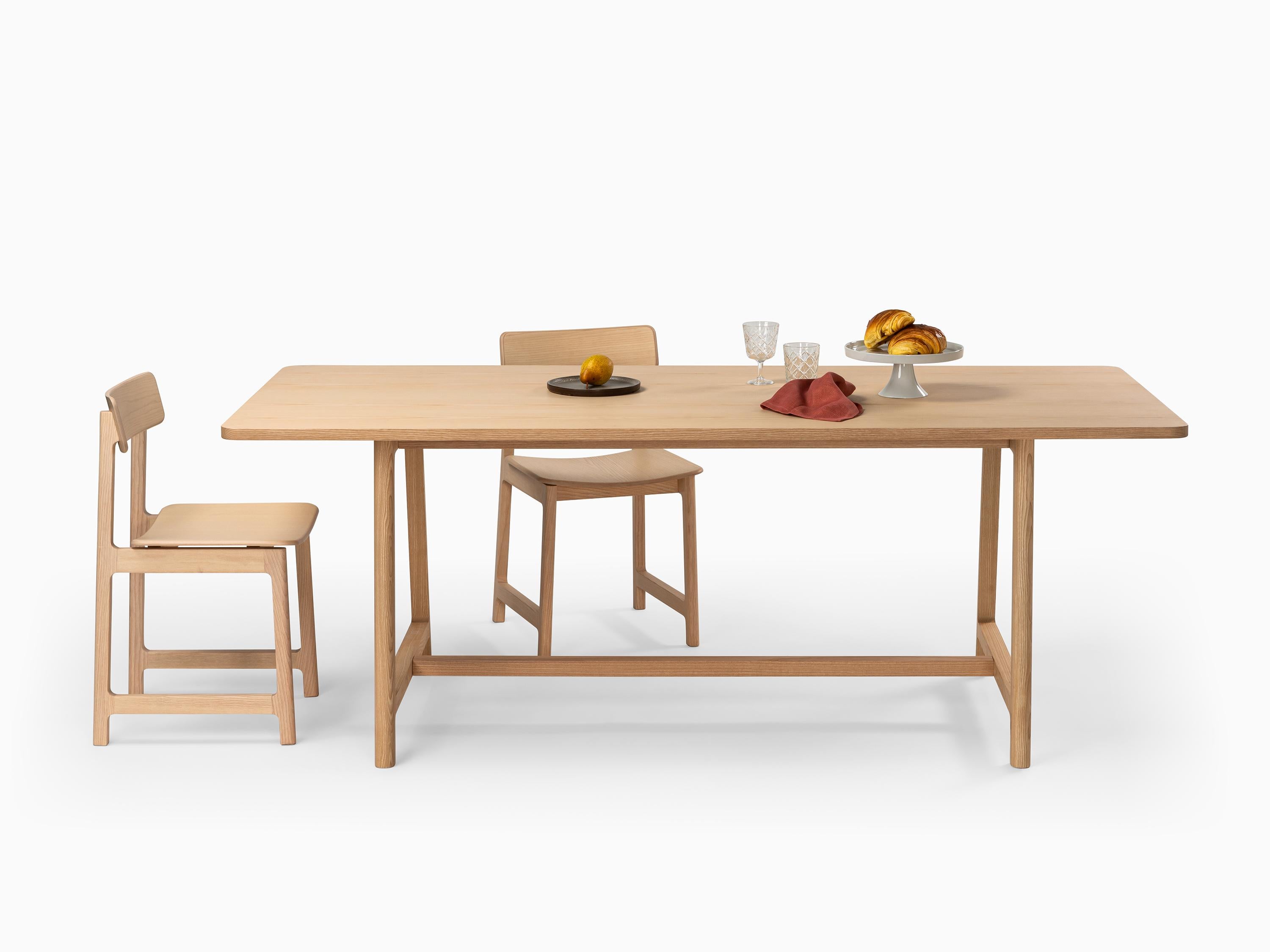 Hand-Crafted Minimalist Modern Table in Walnut Wood Frame Collection For Sale
