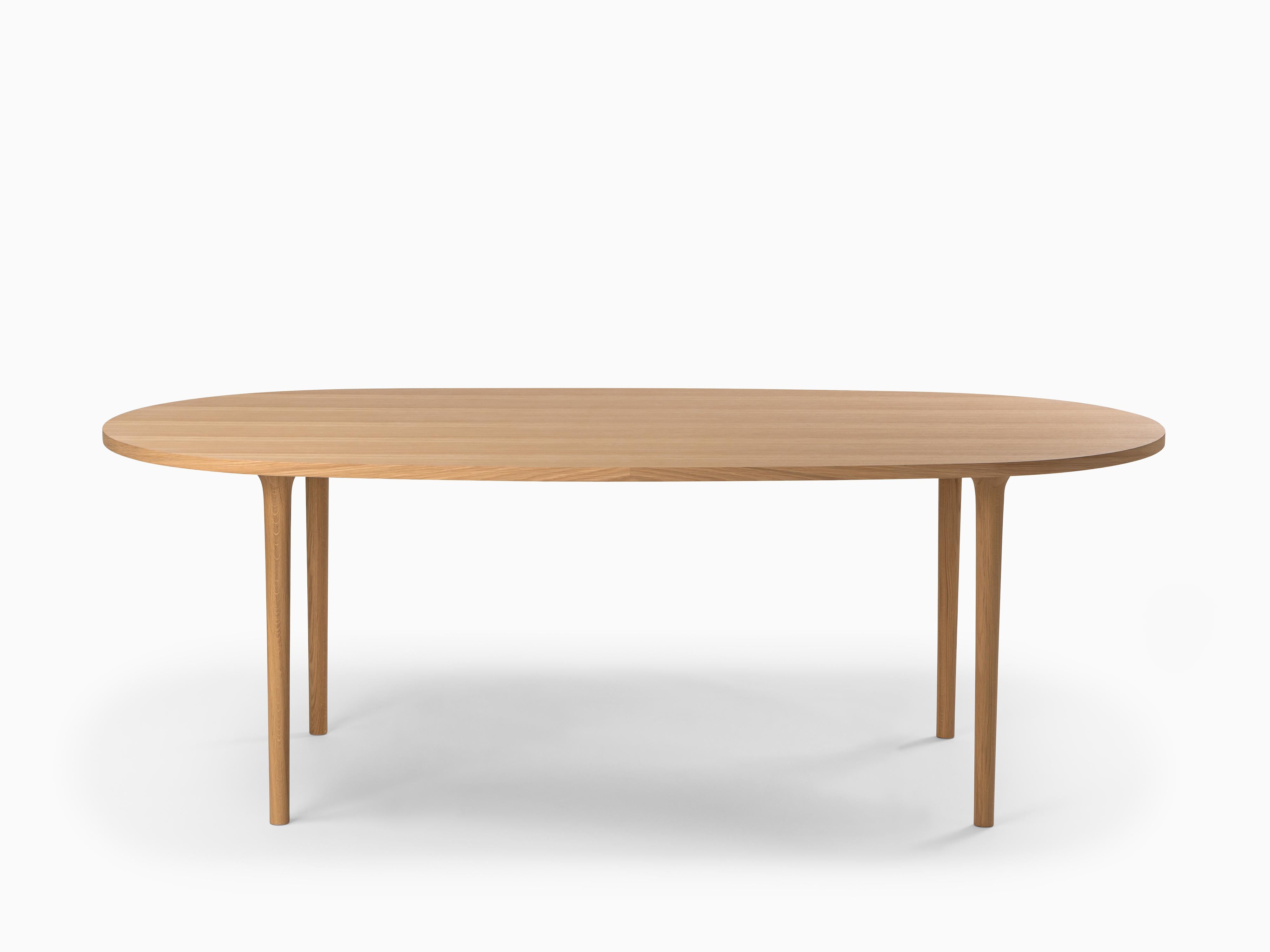 Minimalist Modern Table in Walnut Wood Oval For Sale 4