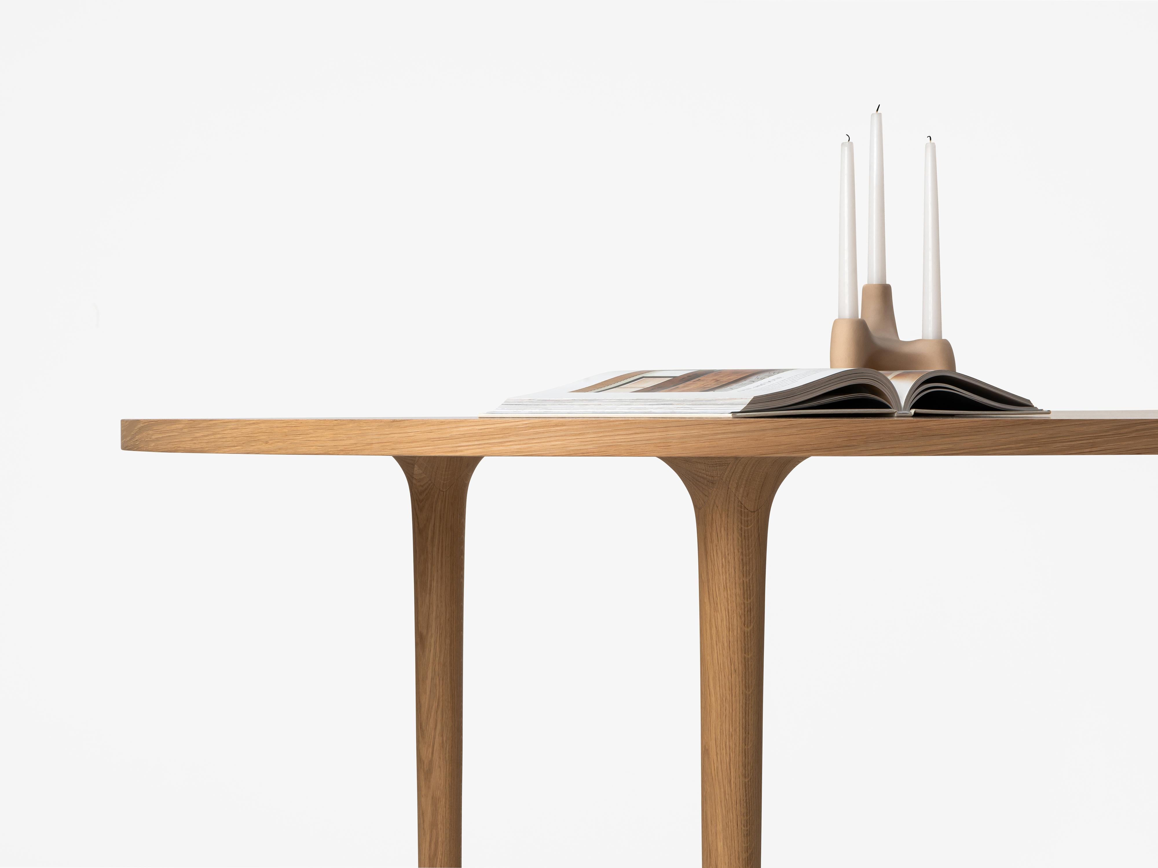 Minimalist Modern Table in Walnut Wood Oval For Sale 1
