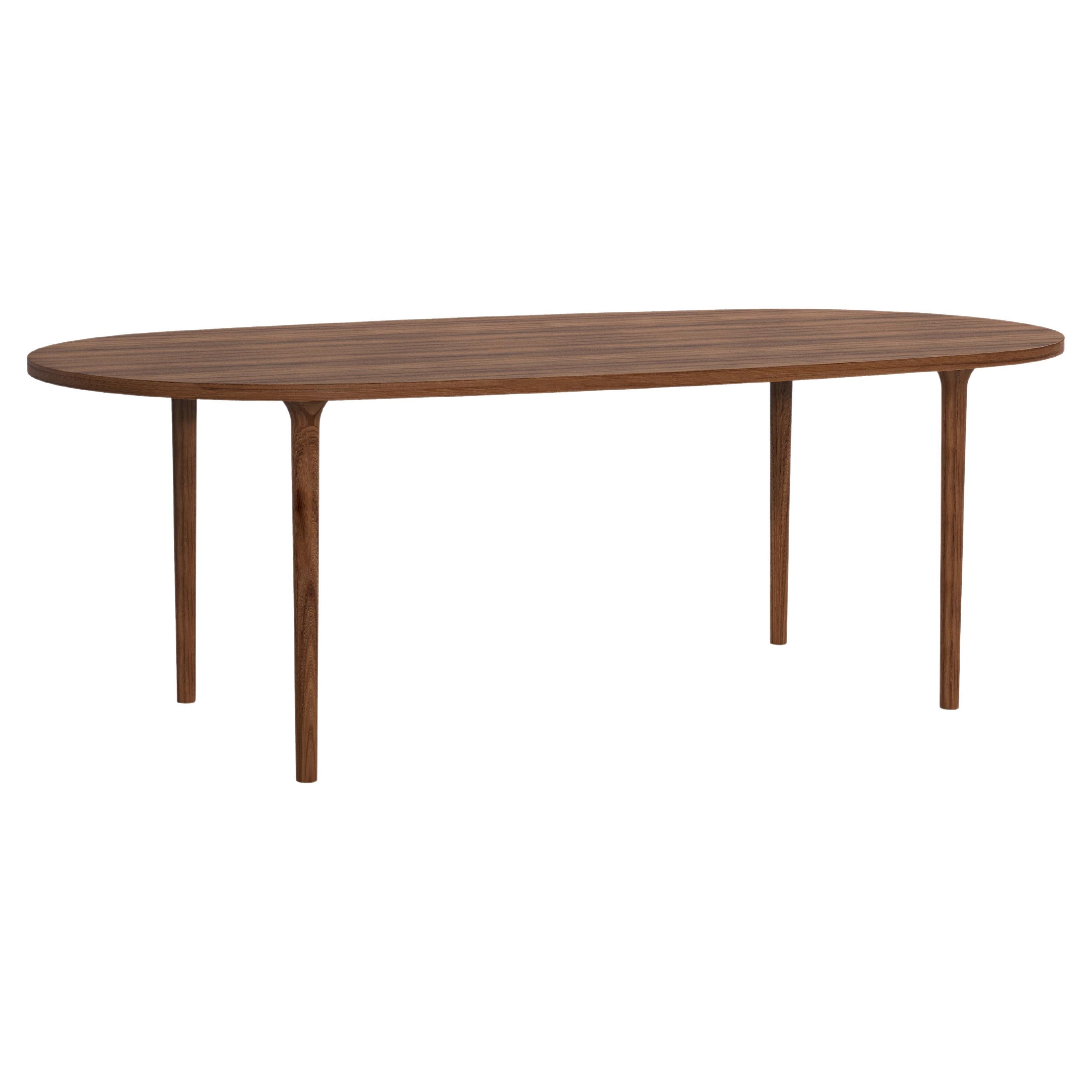 Minimalist Modern Table in Walnut Wood Oval For Sale