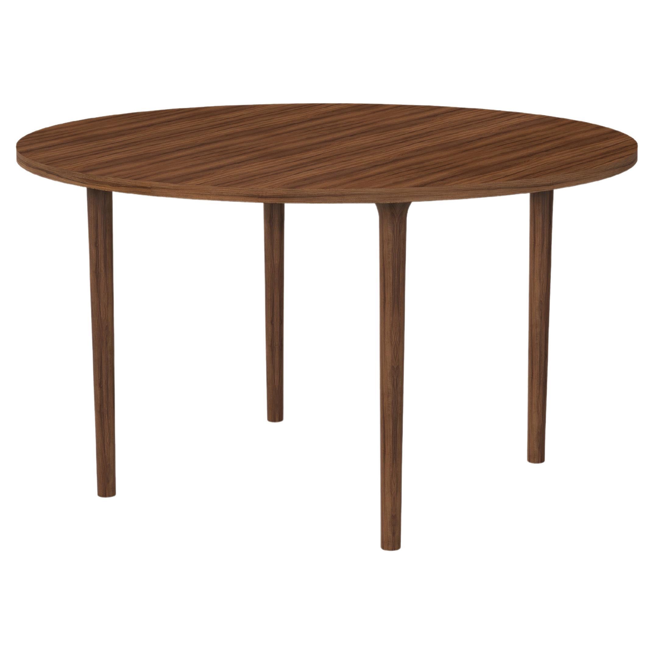 Minimalist Modern Table in Walnut Wood Round For Sale