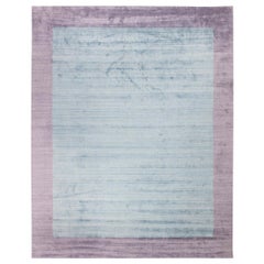 Tappeto tibetano moderno e minimalista in viscosa - blu e lavanda, di Doris Leslie Blau