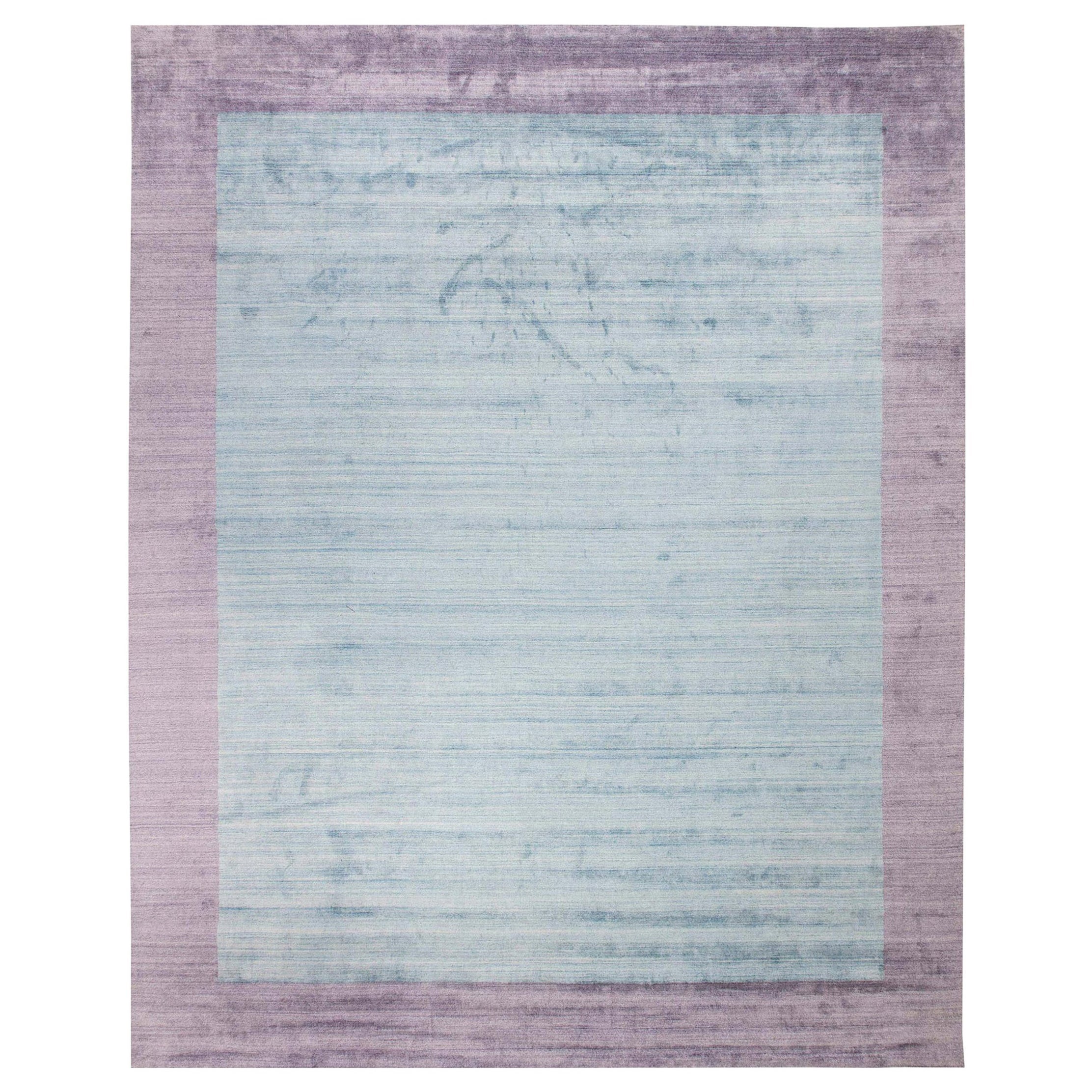 Minimalist Modern Tibetan Rug in Viscose – Blue 
Lavender, by Doris Leslie Blau For Sale