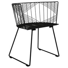 Minimalist Modern Wire Side Chair, The Captain Chair by Bend Goods in Black