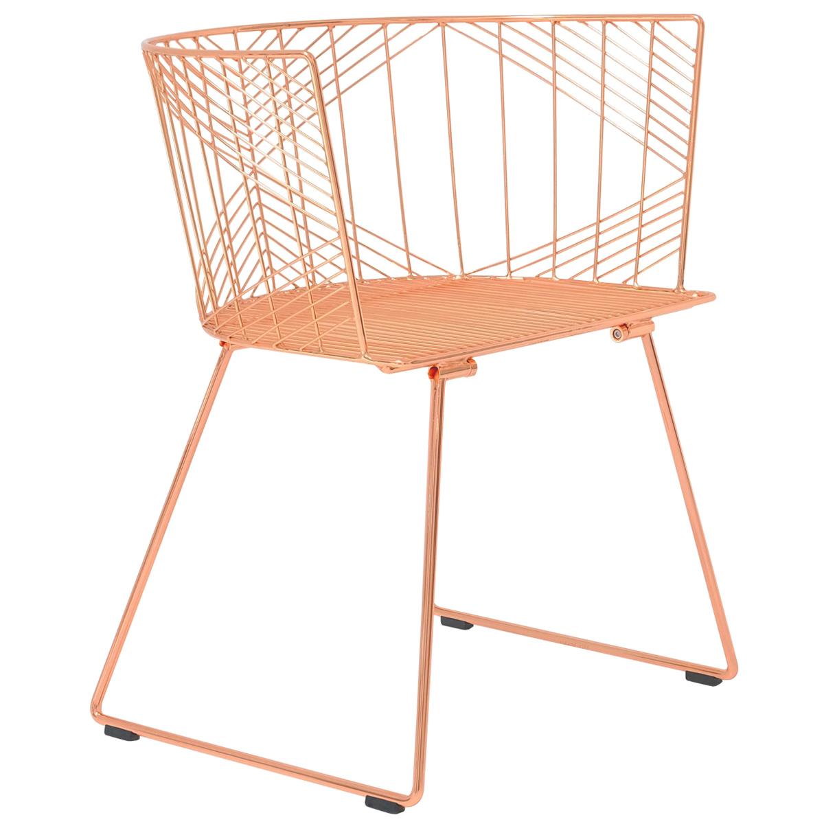 Minimalist Modern Wire Side Chair, The Captain Chair by Bend Goods in Copper