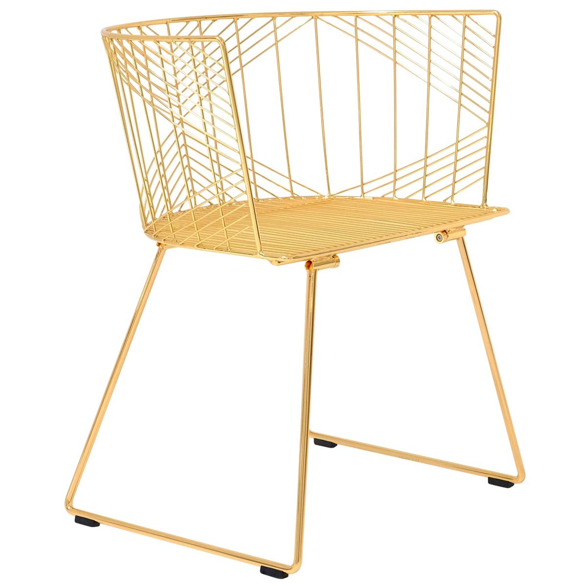 Minimalist Modern Wire Side Chair, the Captain Chair by Bend Goods in Gold