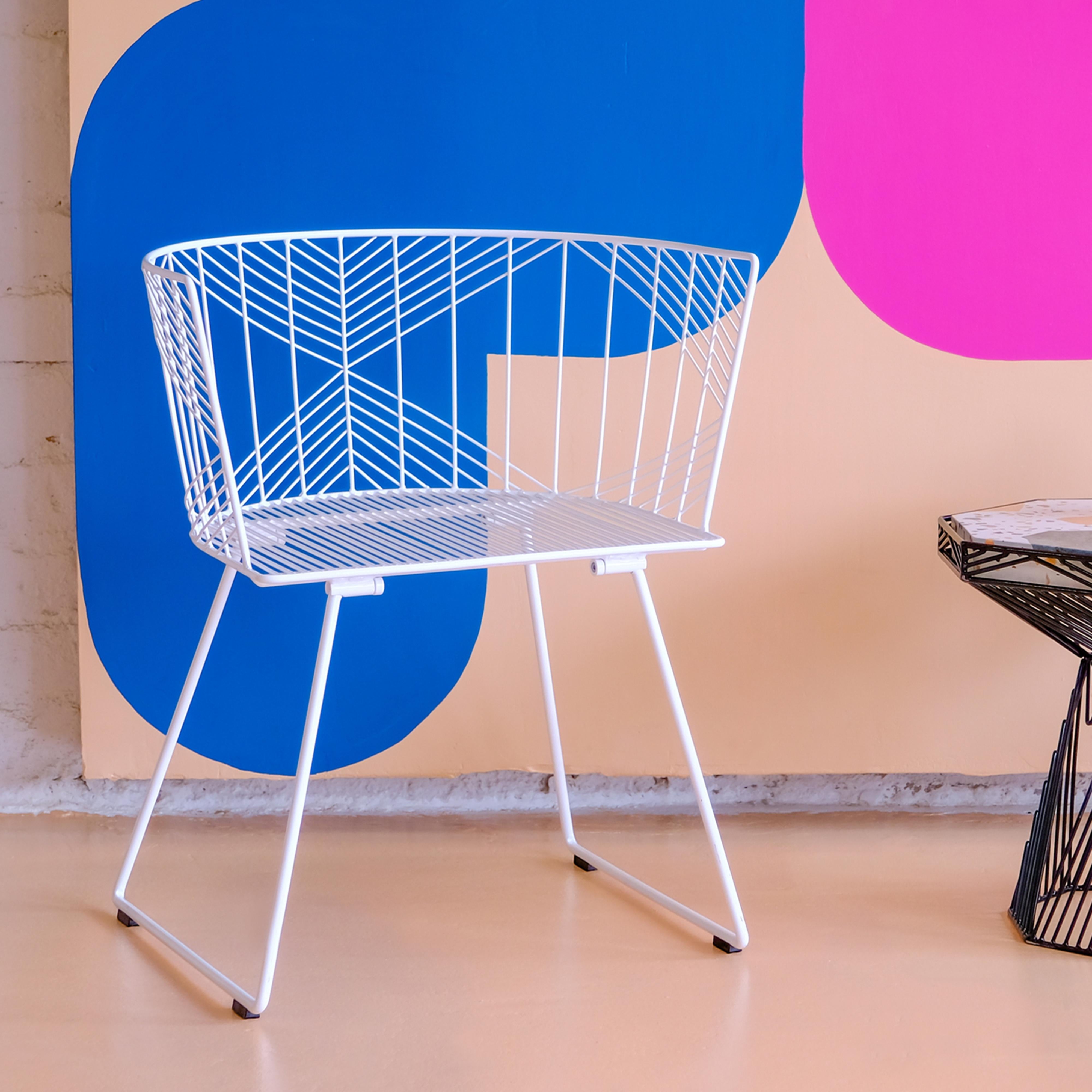 Unknown Minimalist Modern Wire Side Chair, the Captain Chair by Bend Goods in White