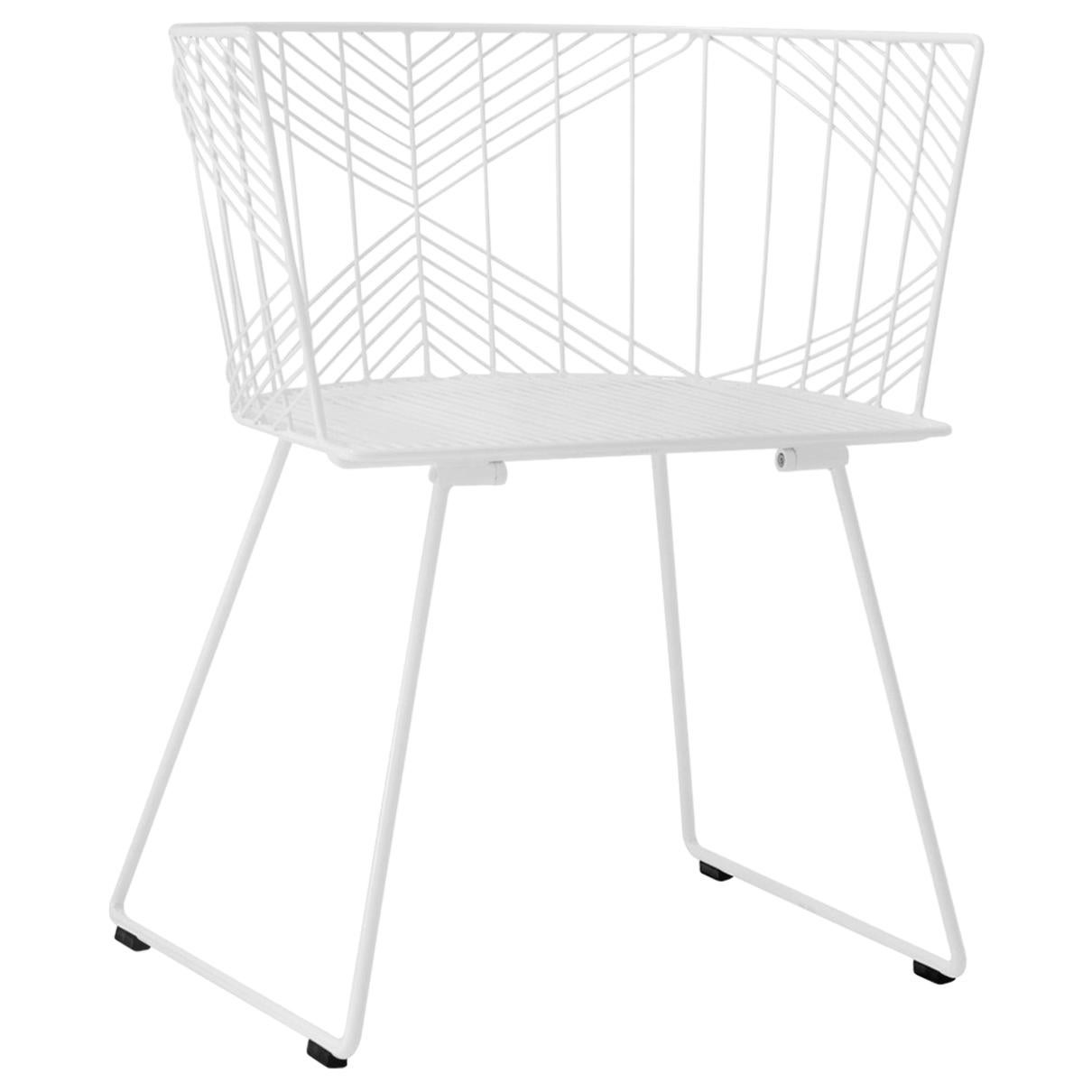 Minimalist Modern Wire Side Chair, the Captain Chair by Bend Goods in White