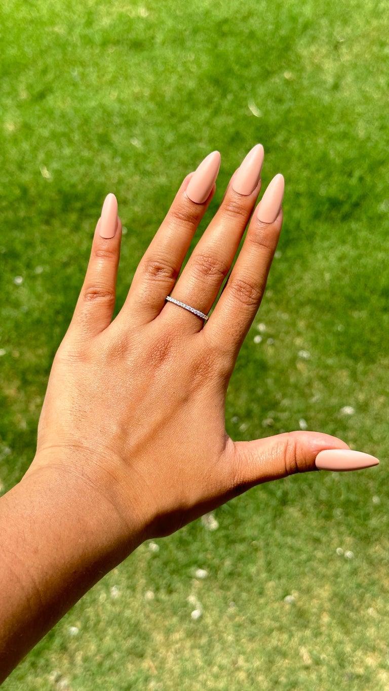 For Sale:  Minimalist Moissanite Eternity Band for Graduation Gift in 14k Solid White Gold 2
