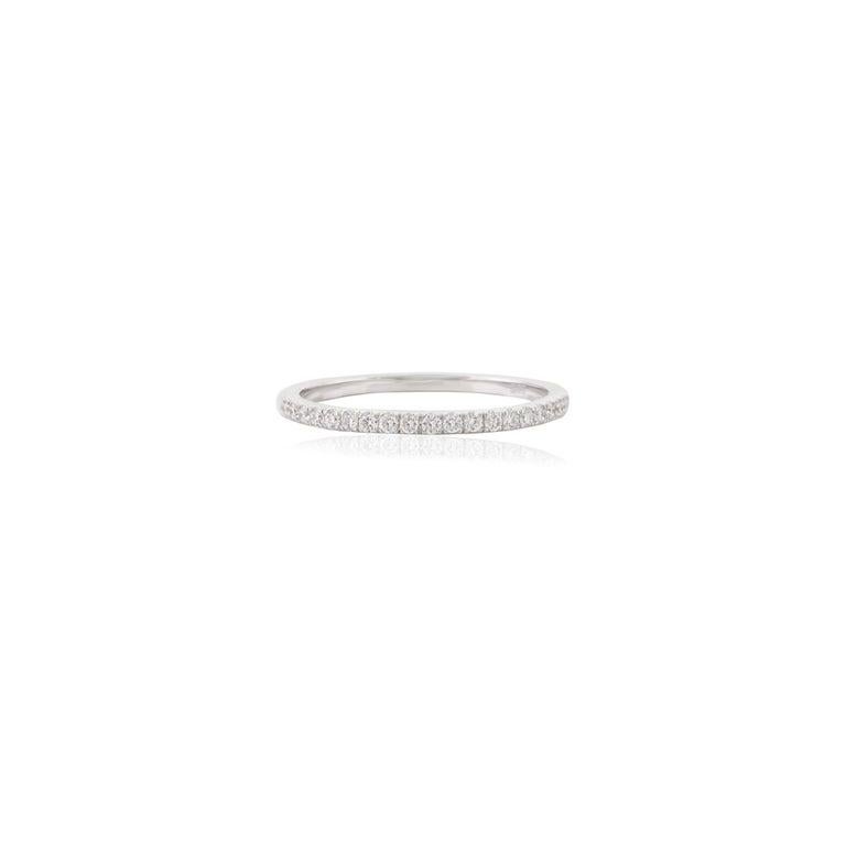 For Sale:  Minimalist Moissanite Eternity Band for Graduation Gift in 14k Solid White Gold 3