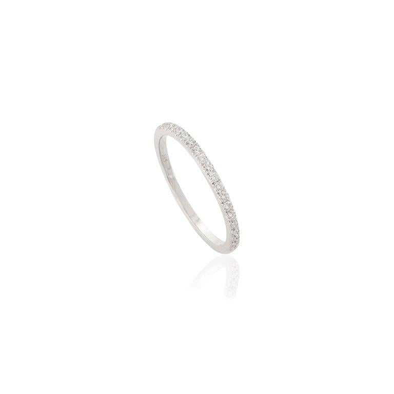 For Sale:  Minimalist Moissanite Eternity Band for Graduation Gift in 14k Solid White Gold 4