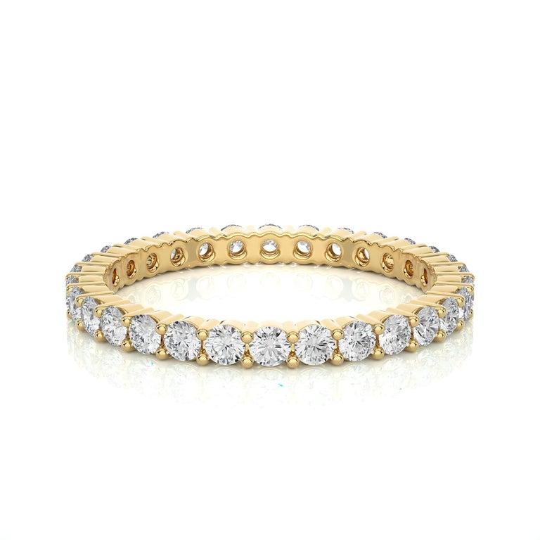 For Sale:  Minimalist Moissanite Eternity Band Ring in Yellow Gold Plated Silver for Her 10