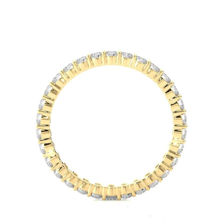 For Sale:  Minimalist Moissanite Eternity Band Ring in Yellow Gold Plated Silver for Her 3