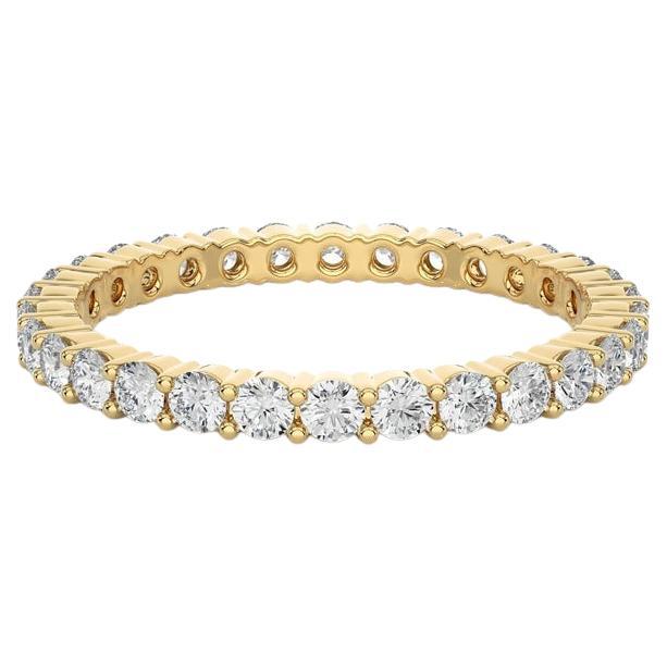 For Sale:  Minimalist Moissanite Eternity Band Ring in Yellow Gold Plated Silver for Her