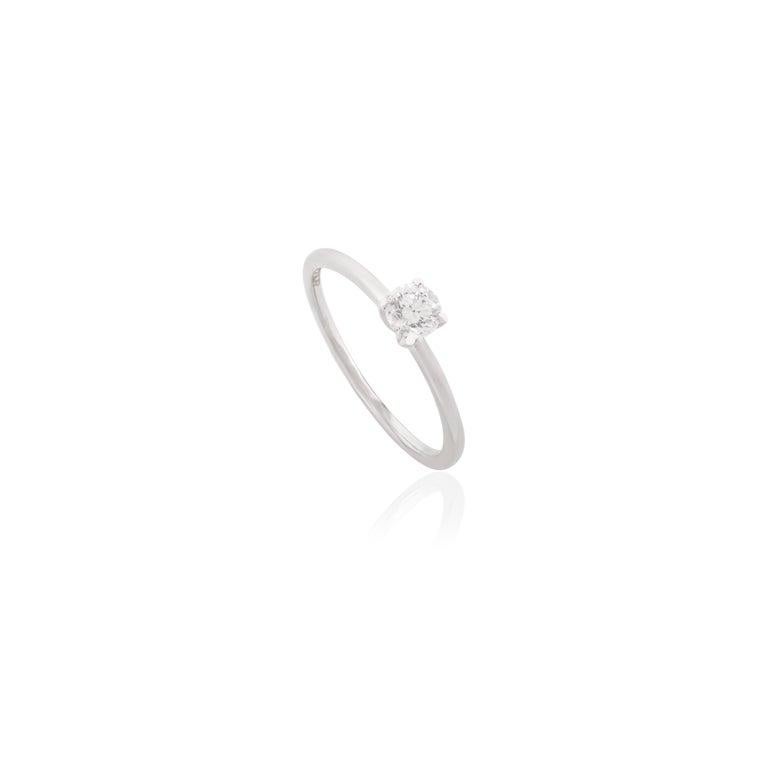 For Sale:  Minimalist Moissanite Handmade Ring in 18k Solid White Gold for Women 9