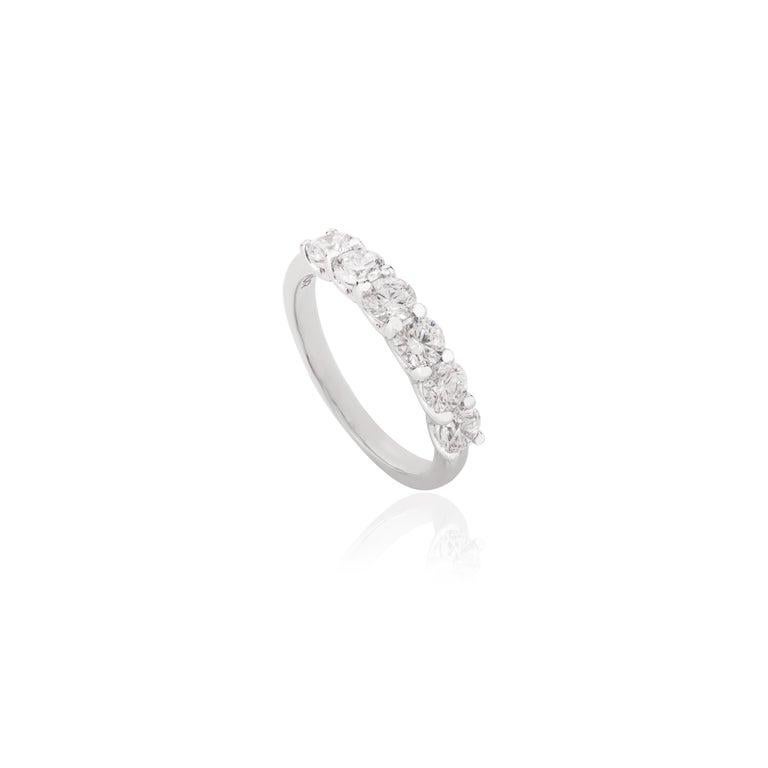 For Sale:  Minimalist Moissanite Wedding Anniversary Ring for Women in 14k Solid White Gold 10