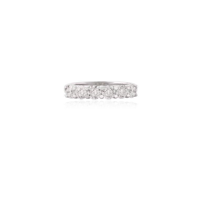 For Sale:  Minimalist Moissanite Wedding Anniversary Ring for Women in 14k Solid White Gold 3