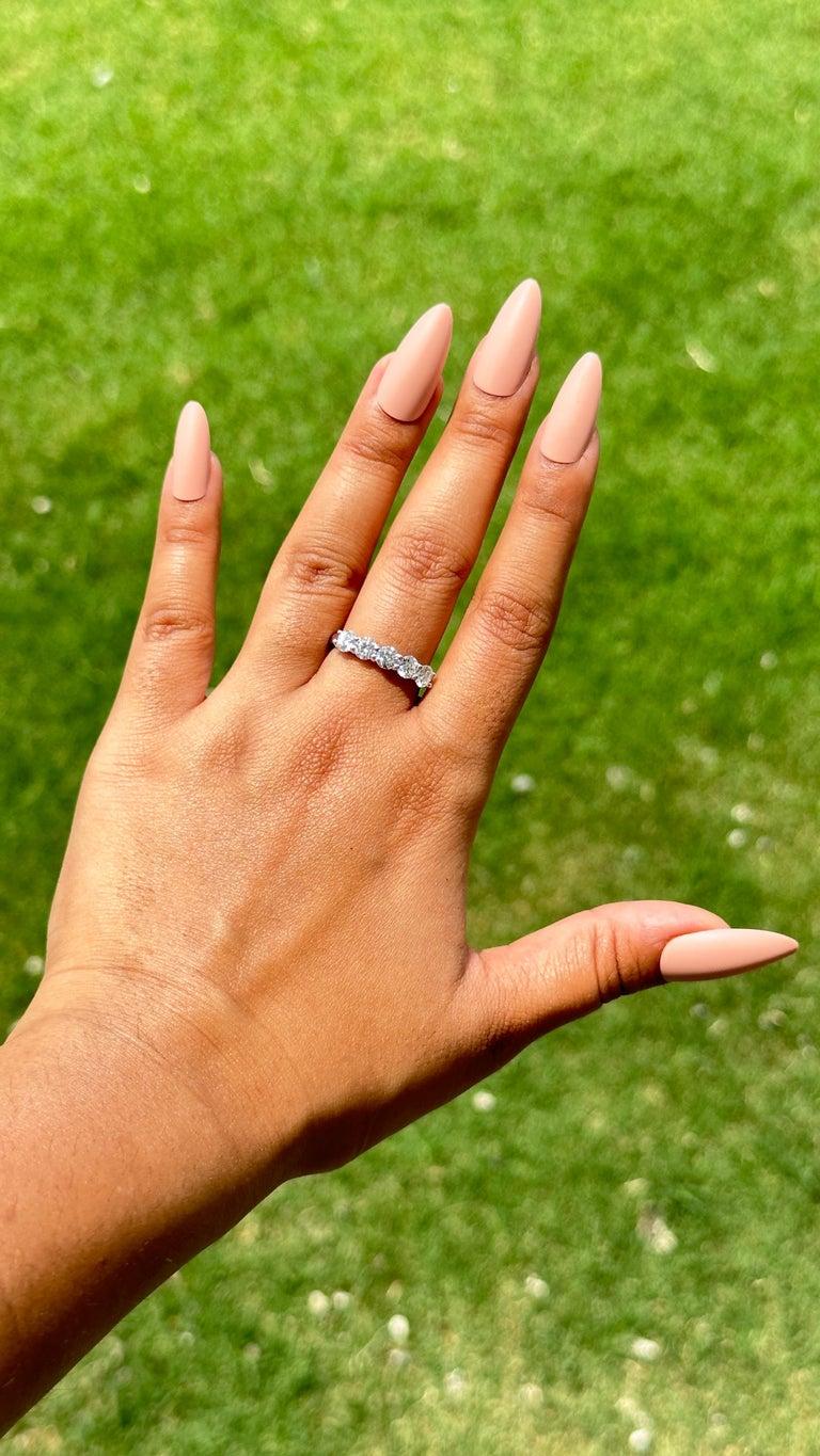 For Sale:  Minimalist Moissanite Wedding Anniversary Ring for Women in 14k Solid White Gold 4